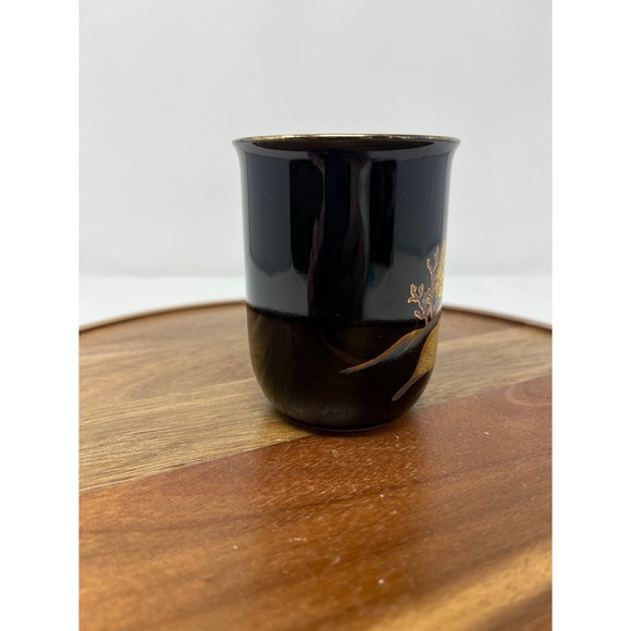 Set of two Black Ceramic Mug Gold Seashell Starfish Nautical Beach Theme - Picture 4 of 6